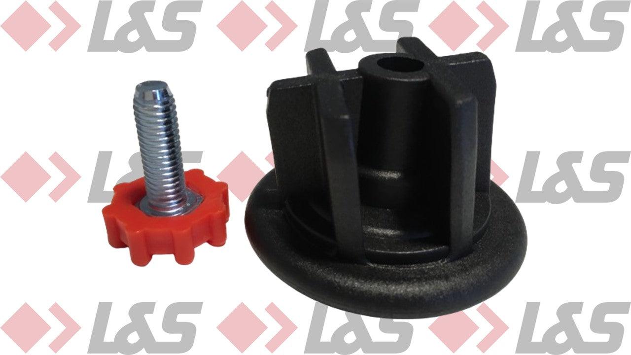 MWH Fußstopfen Ø 48mm (8° Schräge) - Schwarz - mit Höhenverstellung für Ausziehtisch Royal Garden - LUS-Shop