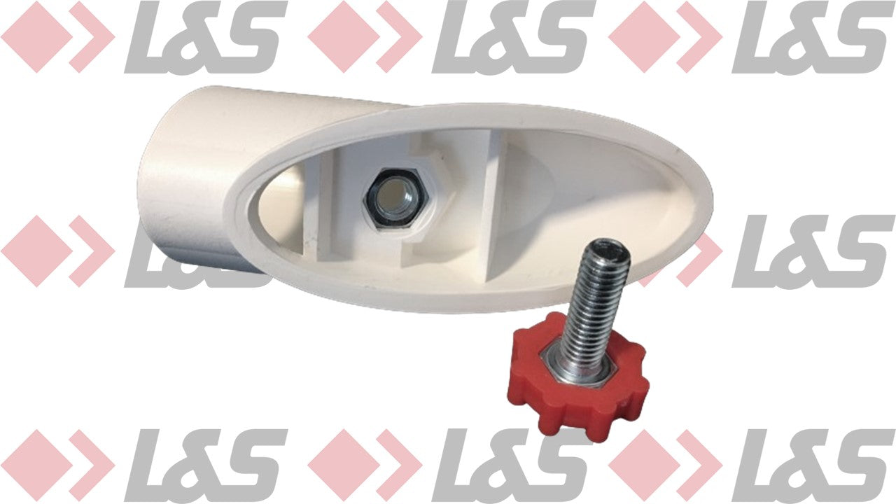 MWH Tischfußkappe 47 x 31 mm - Weiß - oval mit Höhenverstellung - LUS-Shop