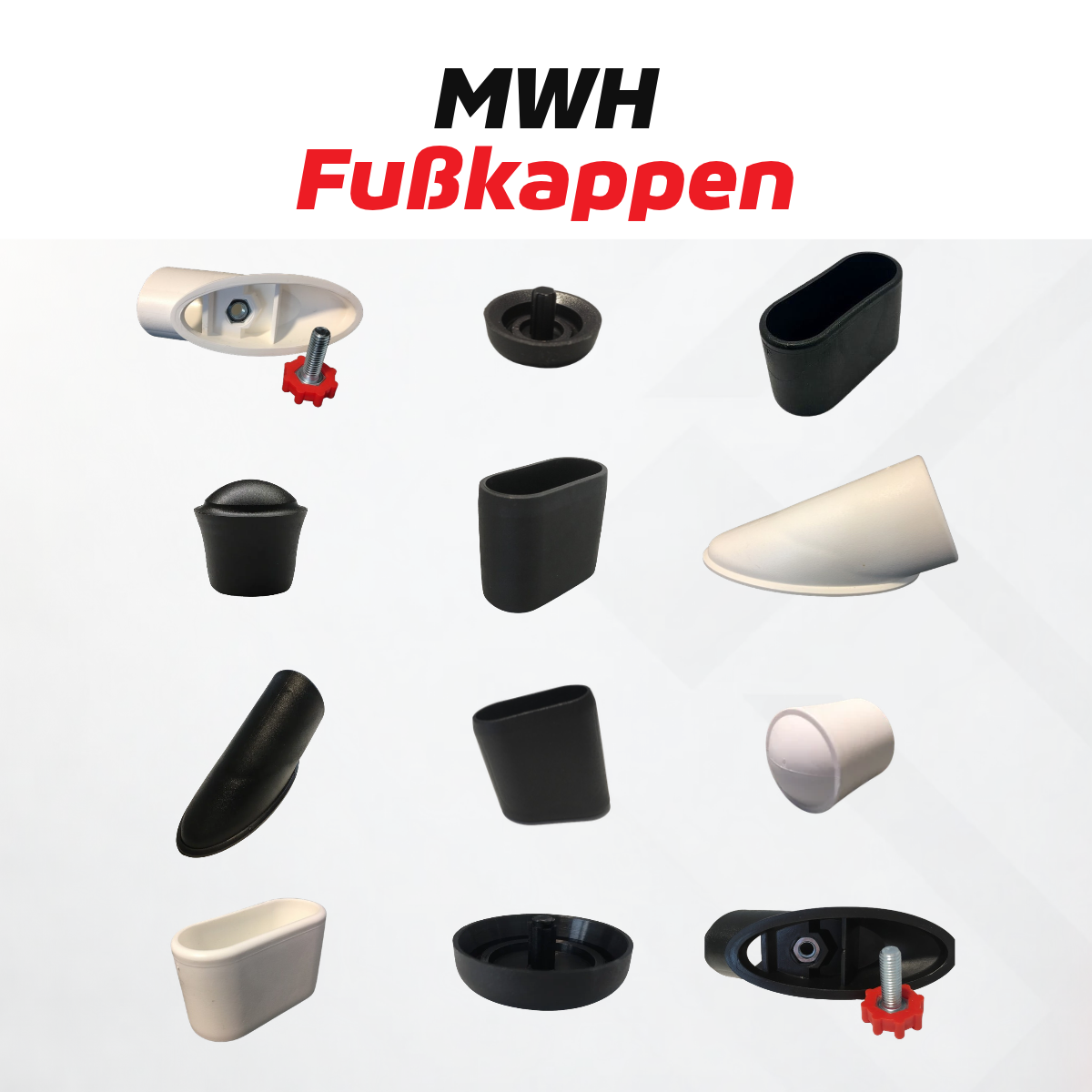 Fußkappen und Fußstopfen für MWH, Royal Garden und Kettler Gartenmöbel in Schwarz und Weiß