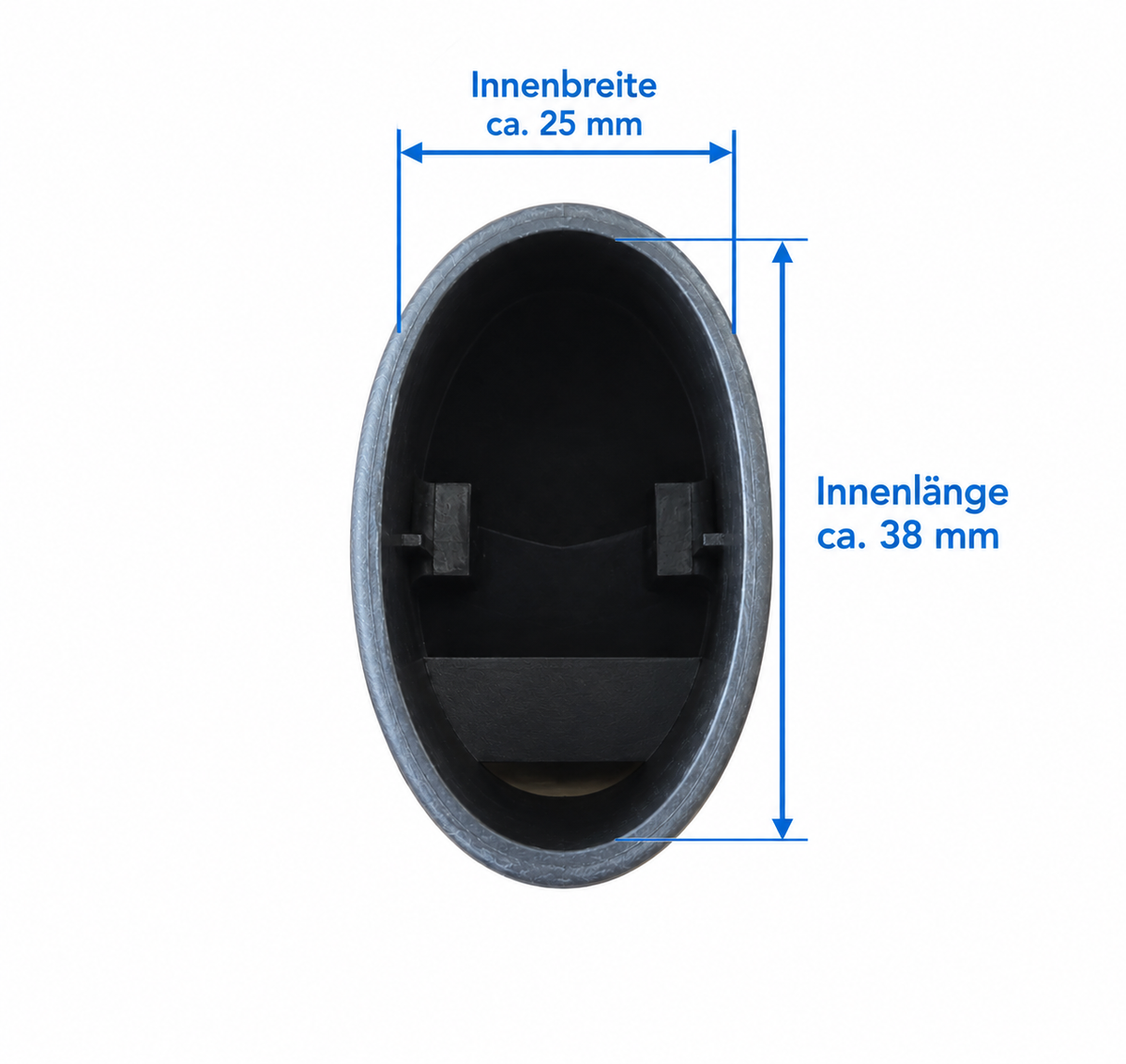 MWH Tischfußkappe 38 x 25 mm  - Schwarz - oval ohne Höhenverstellung