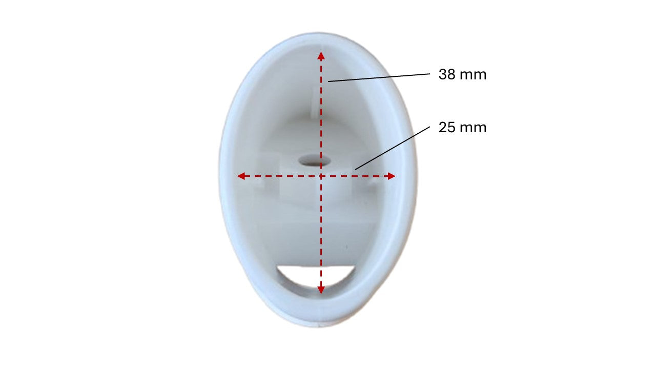 MWH Tischfußkappe 38 x 25 mm - Weiß - oval ohne Höhenverstellung MWH Fusskappe