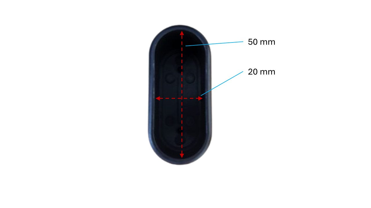 MWH Fußkappe 50 x 20 mm - Schwarz - Oval - für für MWH Chalet Stapelsessel Hochlehner MWH Fusskappe