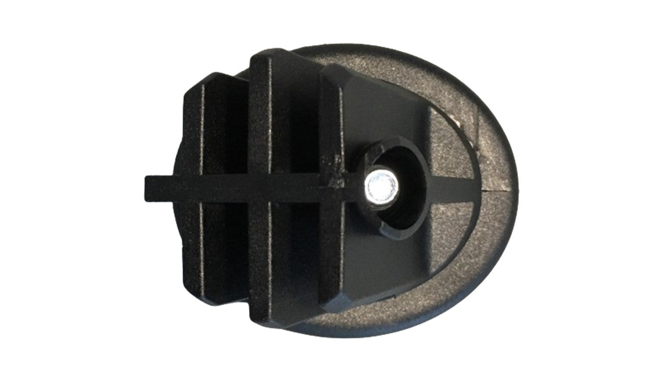 MWH Fußstopfen 48 mm Oval, Schräg - Schwarz - mit Höhenverstellung für Ausziehtisch Lochblech MWH Fusskappe
