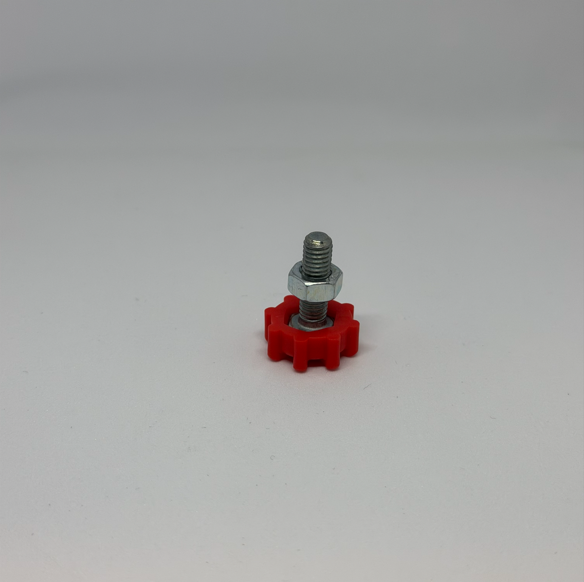 Höhenverstellschraube mit rotem Stellfuß und Mutter für MWH Tischfußkappe 38 x 25 mm