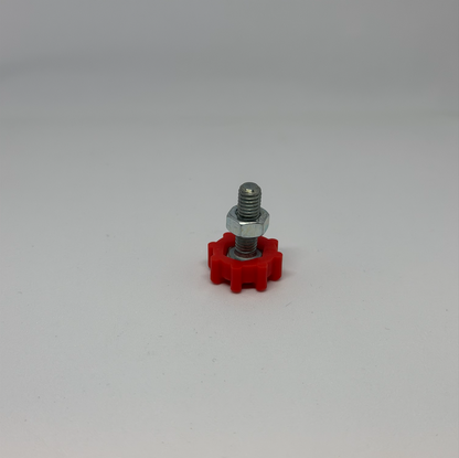 Höhenverstellschraube mit rotem Stellfuß und Mutter für MWH Tischfußkappe 38 x 25 mm
